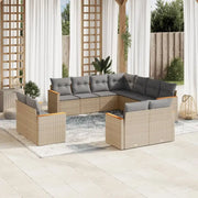 Lounge-tuinset in gemengd beige met gepoedercoat staal en afmetingen - Tuinsets