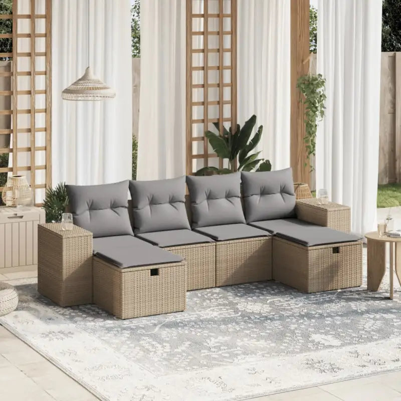 Lounge Tuinset in Gemengd Beige met Gepoedercoat Staal - Beige en grijs / zonder opbergruimte - Tuinsets