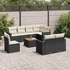 Lounge Tuinset in Gemengd Beige met Waterdichte Tas voor Buiten ontspanning - Zwart en crème / 3x midden + hoek + Tafel