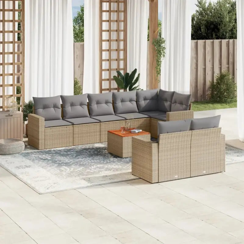 Lounge Tuinset in Gemengd Beige met Waterdichte Tas voor Buiten ontspanning - beige mix en grijs / hoek + 3x midden