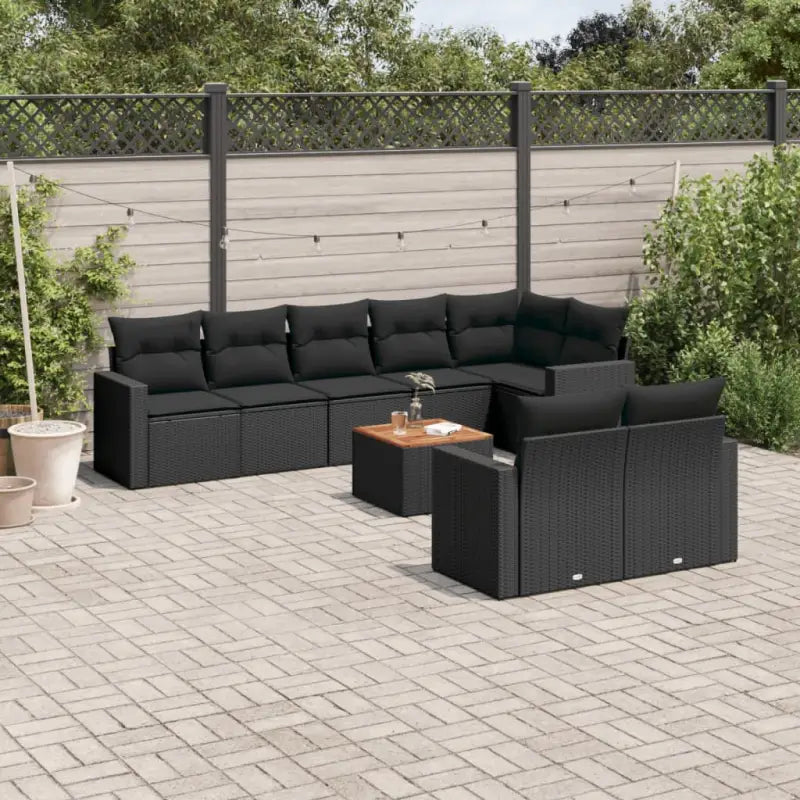 Lounge Tuinset in Gemengd Beige met Waterdichte Tas voor Buiten ontspanning - Zwart / hoek + 3x midden + Tafel