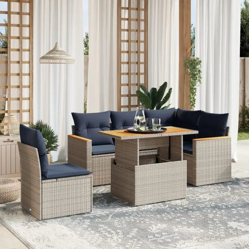 Lounge tuinset in grijs materiaal met gepoedercoat staal afmetingen - Grijs / zonder opbergruimte - Tuinsets