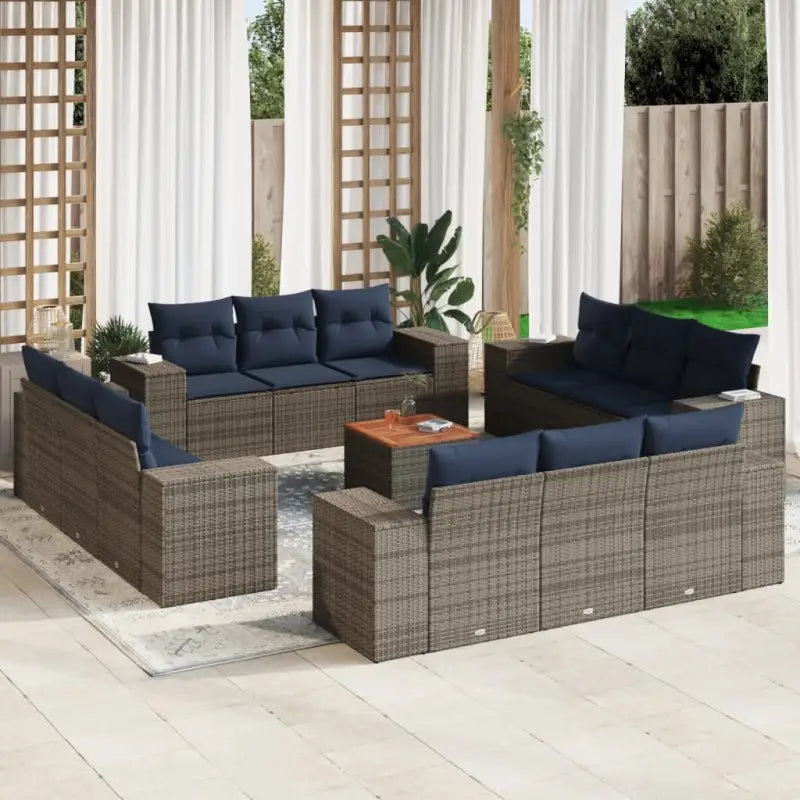 Lounge Tuinset in Grijs Materiaal met Waterdichte Tas en Gepoedercoat Staal - grijs en marineblauw - Tuinsets