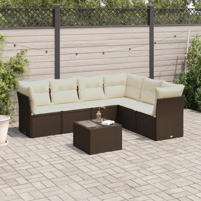 Lounge Tuinset in Grijs Materiaal met Waterdichte Tas en Gepoedercoat Staal - Bruin en crème / Met tafel - Tuinsets