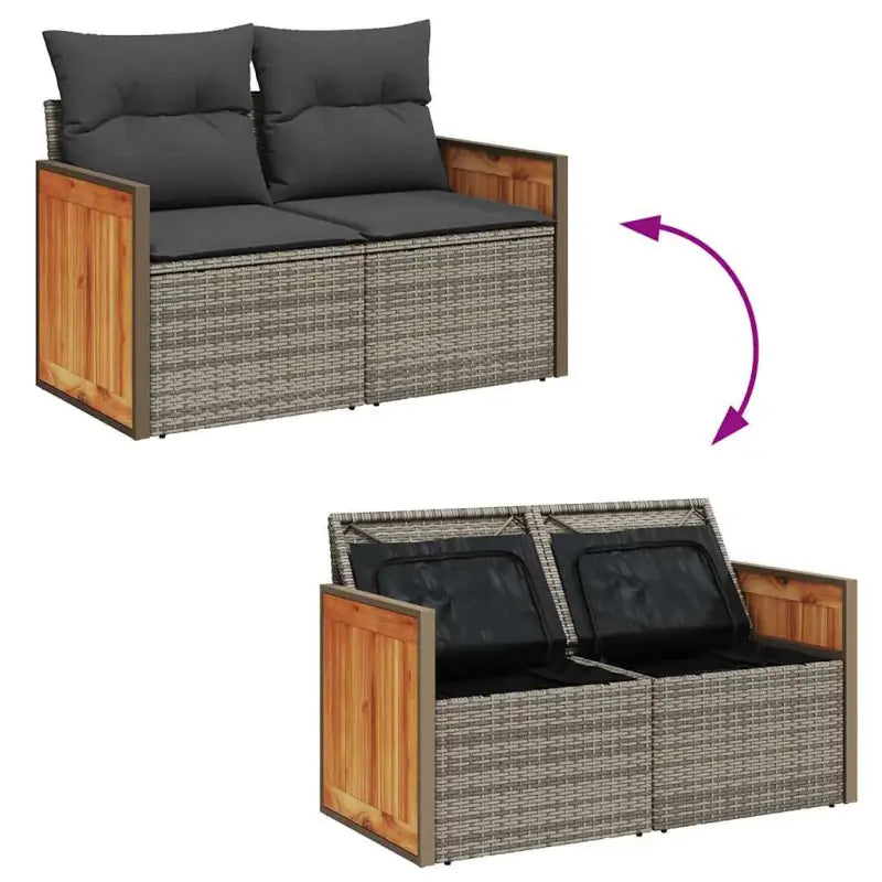 Lounge tuinset in grijs materiaal met waterdichte tas en gepoedercoat staal - Tuinsets