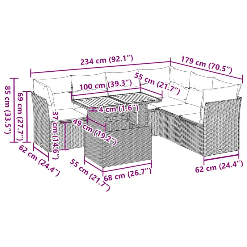 Lounge Tuinset in Grijs Materiaal met Waterdichte Tas en Gepoedercoat Staal - Grijs - Tuinsets