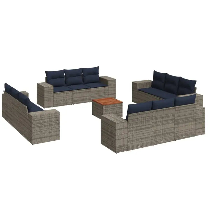 Lounge Tuinset in Grijs Materiaal met Waterdichte Tas en Gepoedercoat Staal - grijs en marineblauw - Tuinsets
