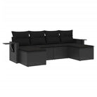 Lounge tuinset in zwart materiaal met gepoedercoat staal en afmetingen - Tuinsets