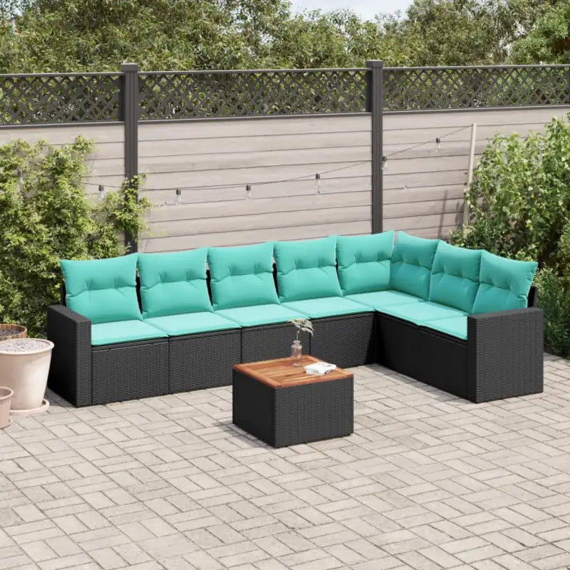 Lounge tuinset in zwart materiaal met gepoedercoat staal afmetingen - Zwart en blauw - Tuinsets