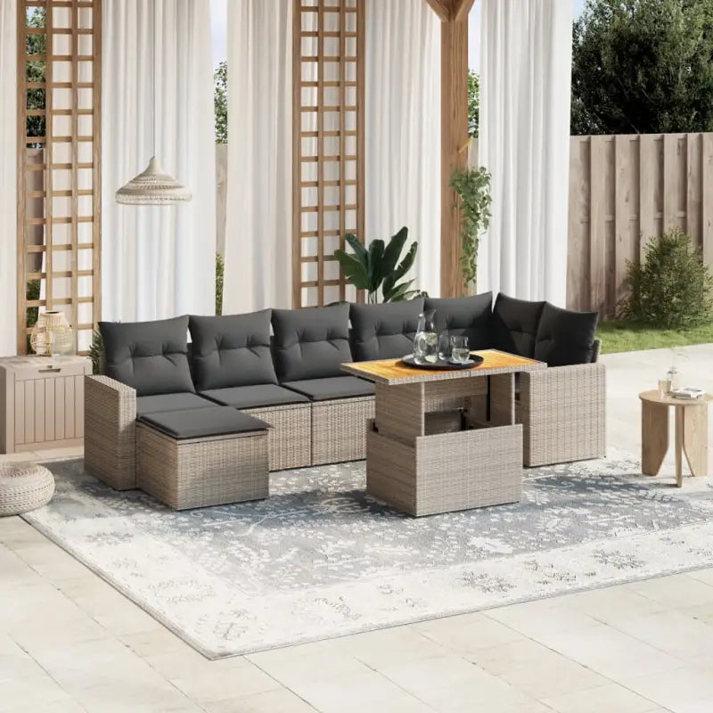 Lounge Tuinset in Zwart Materiaal met Gepoedercoat Staal Afmetingen - grijs en donkergrijs / 3x hoek + 3x midden