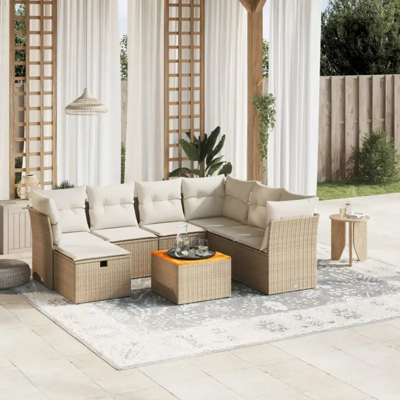 Lounge Tuinset in Zwart Materiaal met Gepoedercoat Staal Afmetingen - beige en crèmekleurig / 3x midden + 3x hoek
