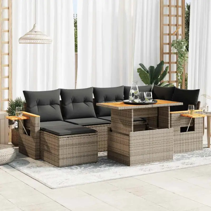 Lounge Tuinset in Zwart Materiaal met Gepoedercoat Staal Afmetingen - Grijs / met opbergruimte - Tuinsets