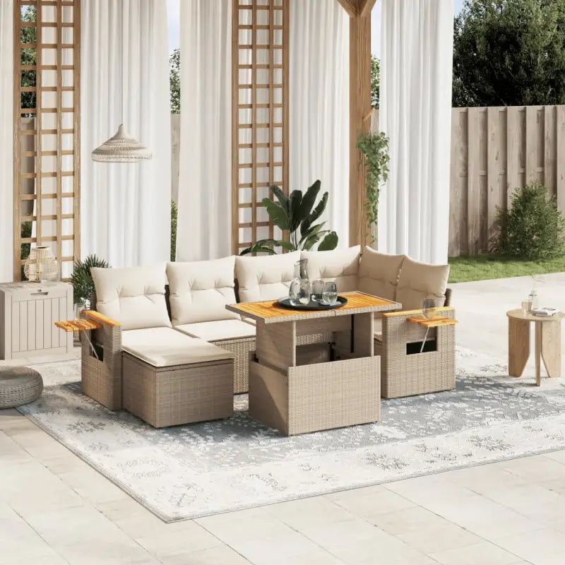 Lounge Tuinset in Zwart Materiaal met Gepoedercoat Staal Afmetingen - beige en crèmekleurig / zonder opbergruimte