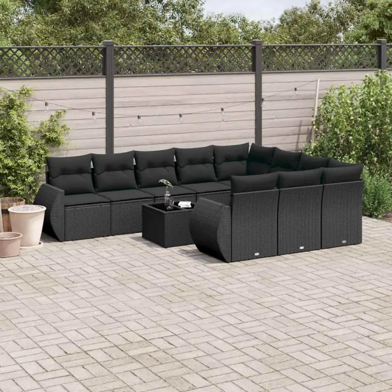 Lounge Tuinset in Zwart Materiaal met Waterdichte Tas en Gepoedercoat Staal - Zwart / Met tafel - Tuinsets