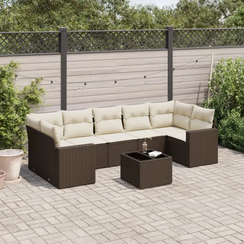 Lounge Tuinset in Zwart Materiaal van Gepoedercoat Staal - Bruin en crème - Tuinsets