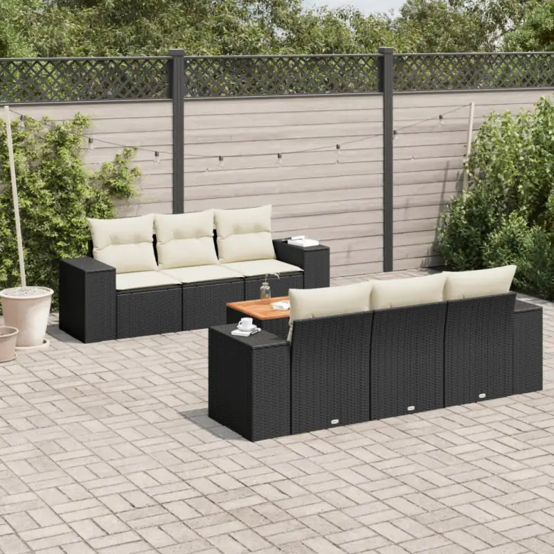 Lounge tuinset met beige materiaal en gepoedercoat staal afmetingen - Zwart en crème - Tuinsets