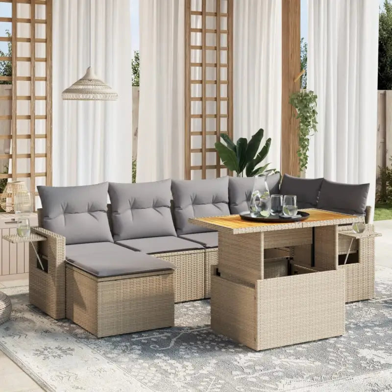 Lounge Tuinset met beige materiaal en gepoedercoat staal afmetingen - Beige en grijs / zonder opbergruimte - Tuinsets