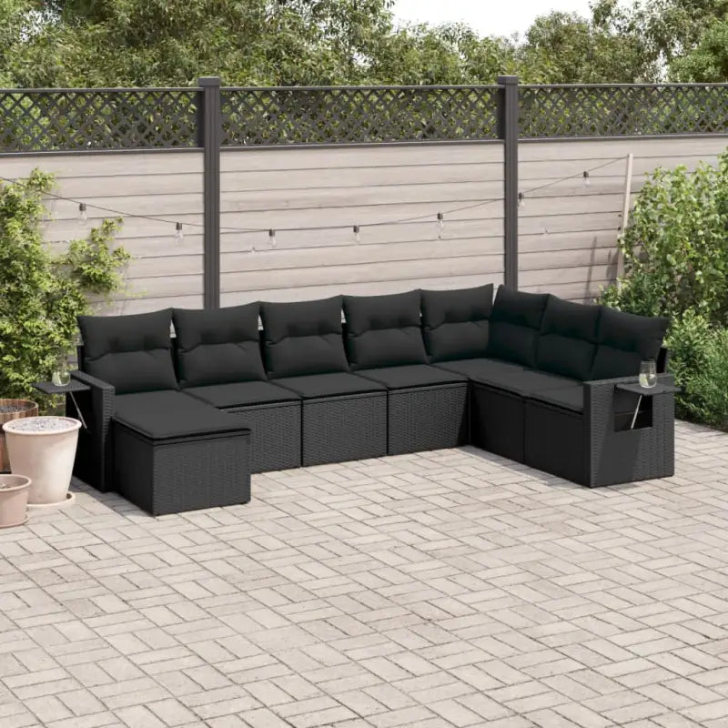 Lounge tuinset met beige materiaal en gepoedercoat staal afmetingen - Zwart / Met tafel - Tuinsets