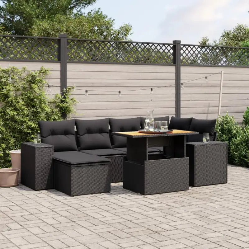Lounge tuinset met beige materiaal en gepoedercoat staal afmetingen - Zwart / zonder opbergruimte - Tuinsets