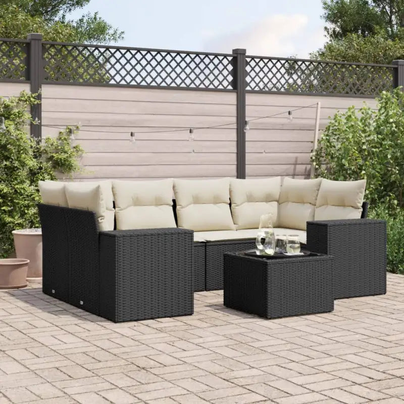 Lounge tuinset met beige materiaal en gepoedercoat staal afmetingen - Zwart en crème - Tuinsets