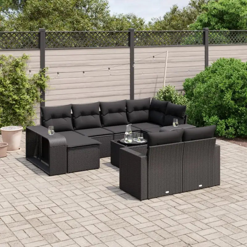 Lounge tuinset met beige materiaal en gepoedercoat staal afmetingen - Zwart / Glas - Tuinsets