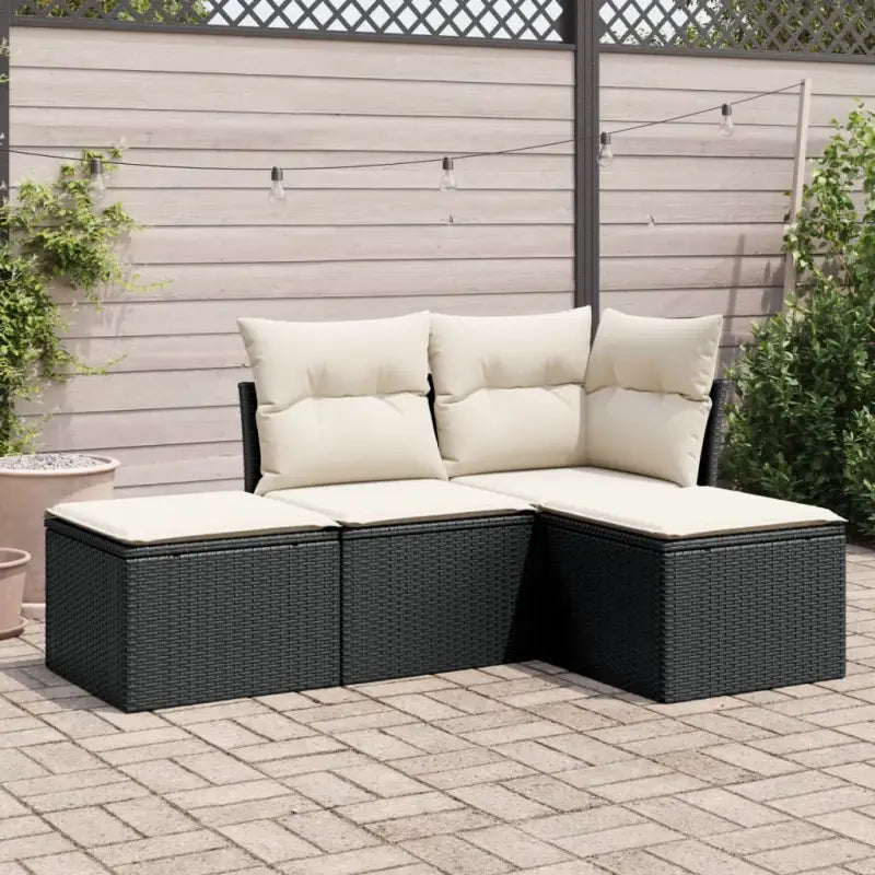 Lounge tuinset met beige materiaal en gepoedercoat staal afmetingen - Zwart en crème / Zonder tafel - Tuinsets