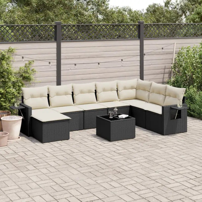 Lounge tuinset met beige materiaal en gepoedercoat staal afmetingen - Zwart en crème / Zonder tafel - Tuinsets