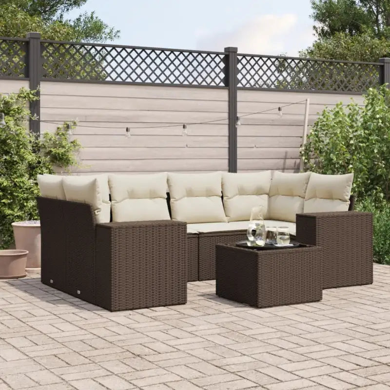 Lounge tuinset met beige materiaal en gepoedercoat staal afmetingen - Bruin en crème - Tuinsets