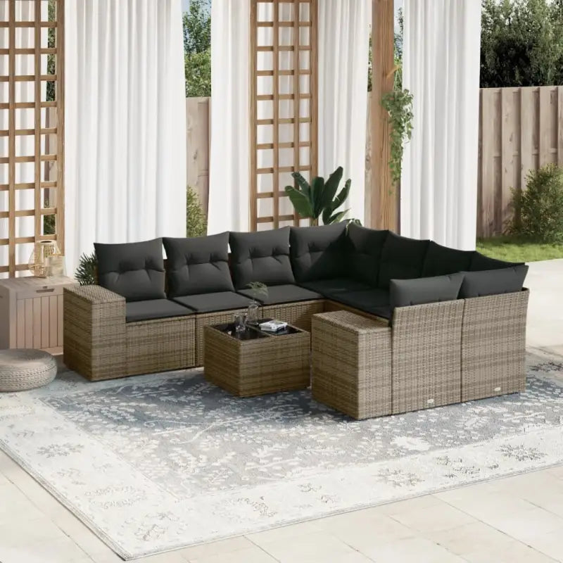 Lounge Tuinset met beige materiaal en gepoedercoat staal afmetingen - grijs en donkergrijs - Tuinsets