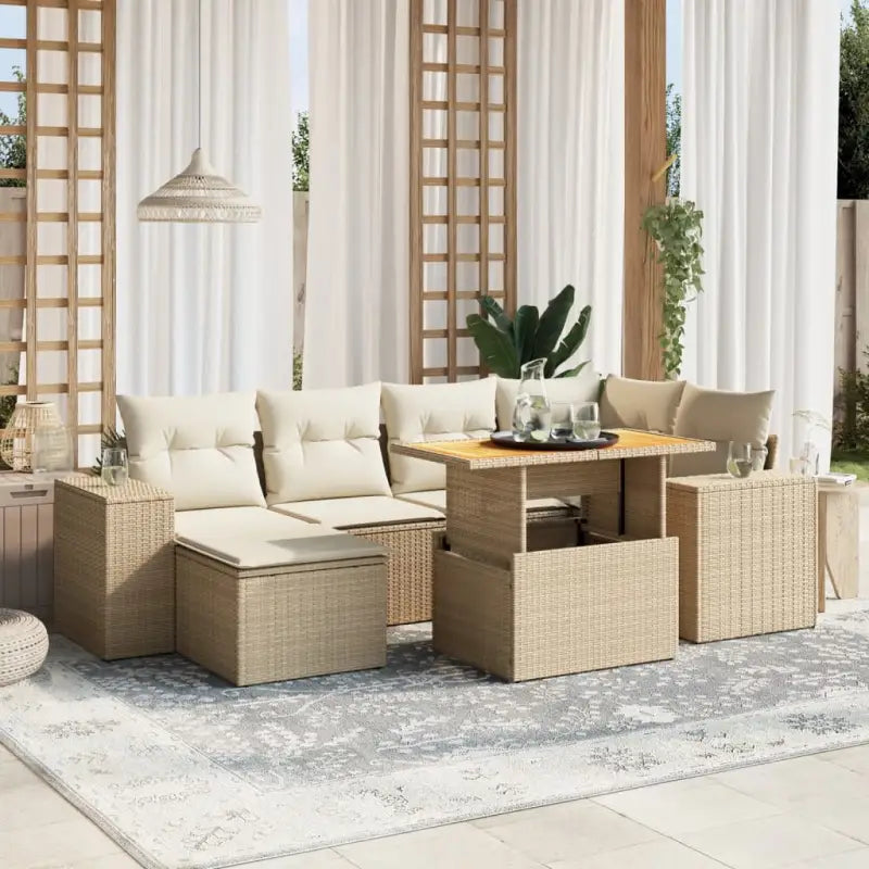 Lounge tuinset met beige materiaal en gepoedercoat staal afmetingen - Tuinsets