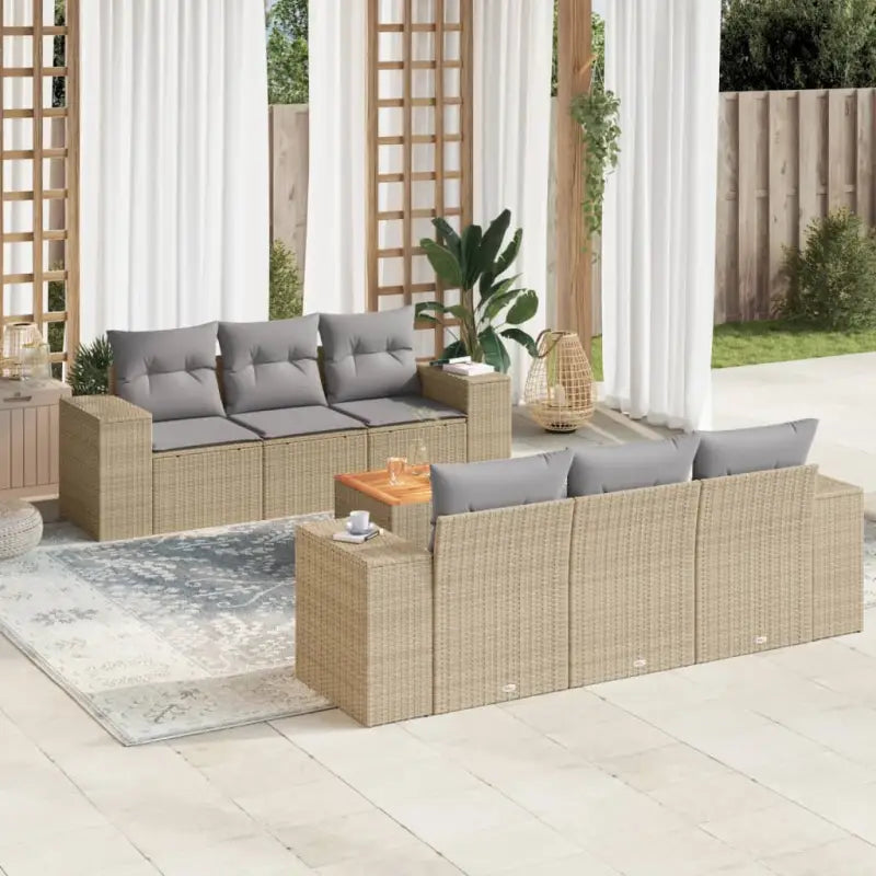 Lounge tuinset met beige materiaal en gepoedercoat staal afmetingen - Beige en grijs - Tuinsets