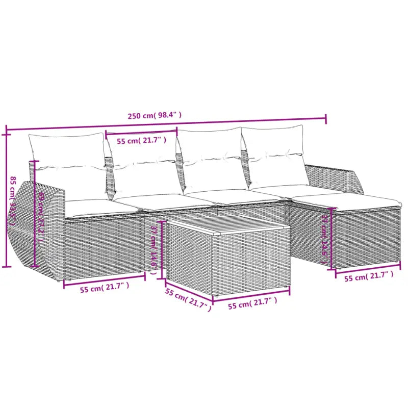 Lounge Tuinset met Beige Materiaal en Gepoedercoat Staal Afmetingen - Tuinsets