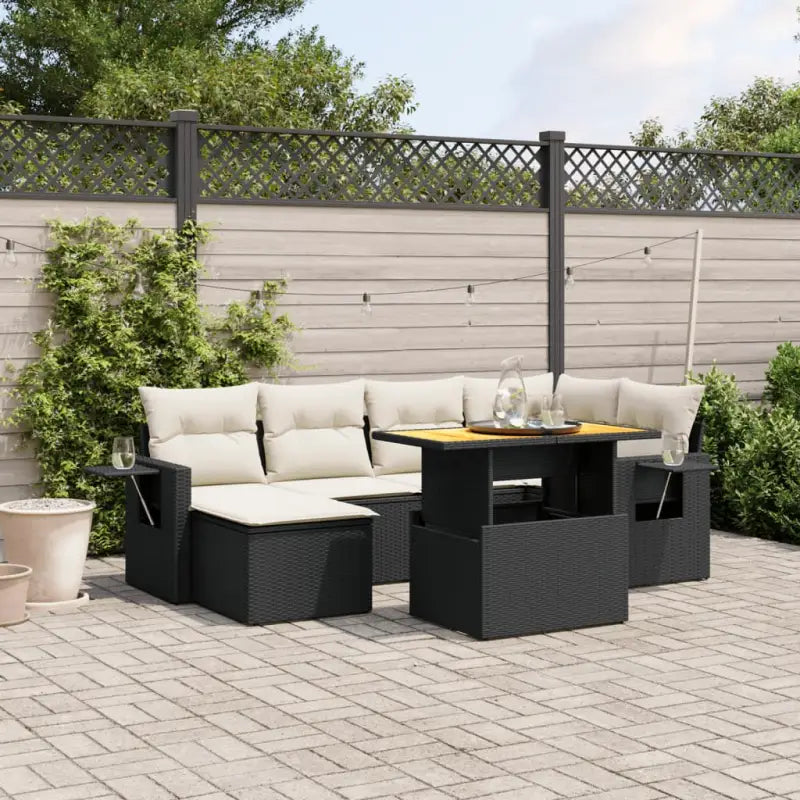Lounge Tuinset met beige materiaal en gepoedercoat staal afmetingen - Zwart en crème / zonder opbergruimte - Tuinsets