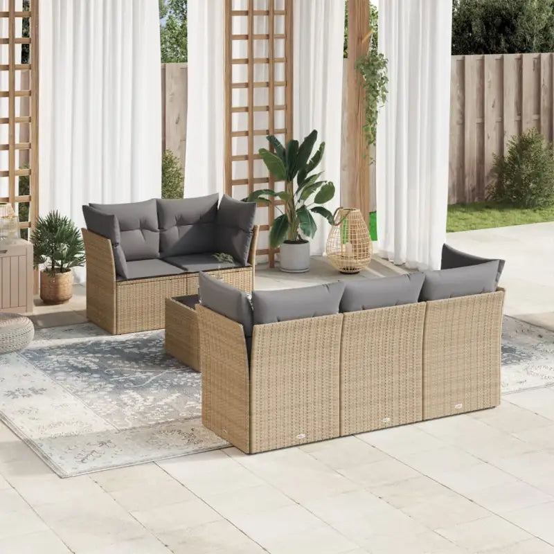 Lounge Tuinset met beige materiaal en gepoedercoat staal afmetingen - Beige en grijs - Tuinsets
