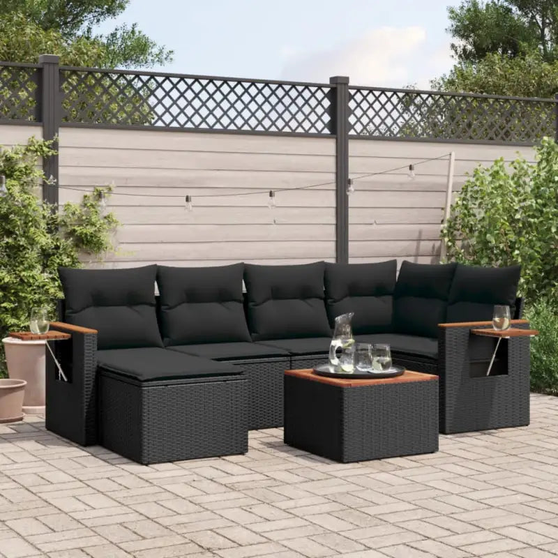 Lounge tuinset met beige materiaal en gepoedercoat staal afmetingen - Zwart / Met tafel - Tuinsets