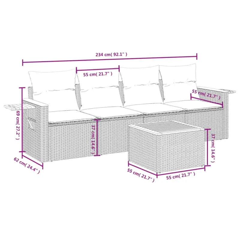 Lounge tuinset met beige materiaal en gepoedercoat staal voor buiten - Tuinsets