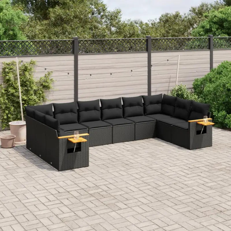 Lounge tuinset met beige materiaal en gepoedercoat staal - Zwart / Zonder tafel - Tuinsets