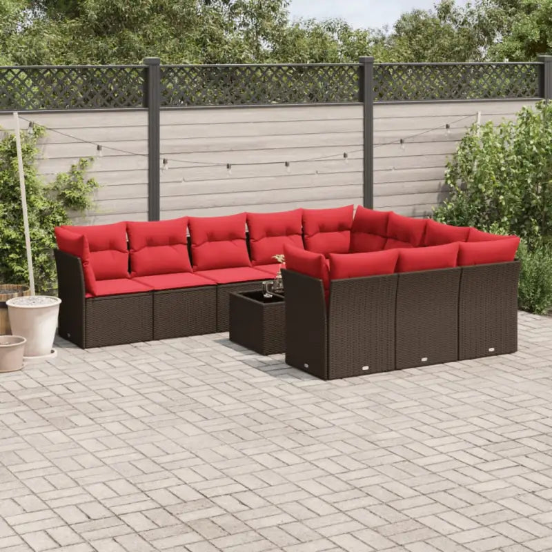 Lounge tuinset met bruin poly rattan en gepoedercoat staal - Tuinsets