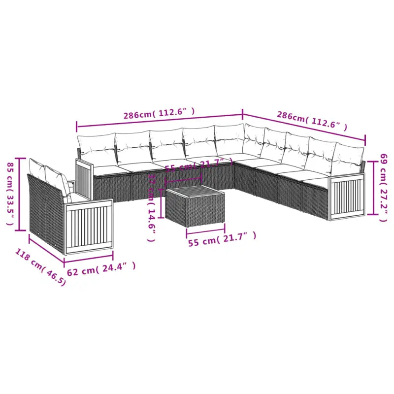 Lounge tuinset met grijs materiaal en waterdichte zak van gepoedercoat staal - Tuinsets