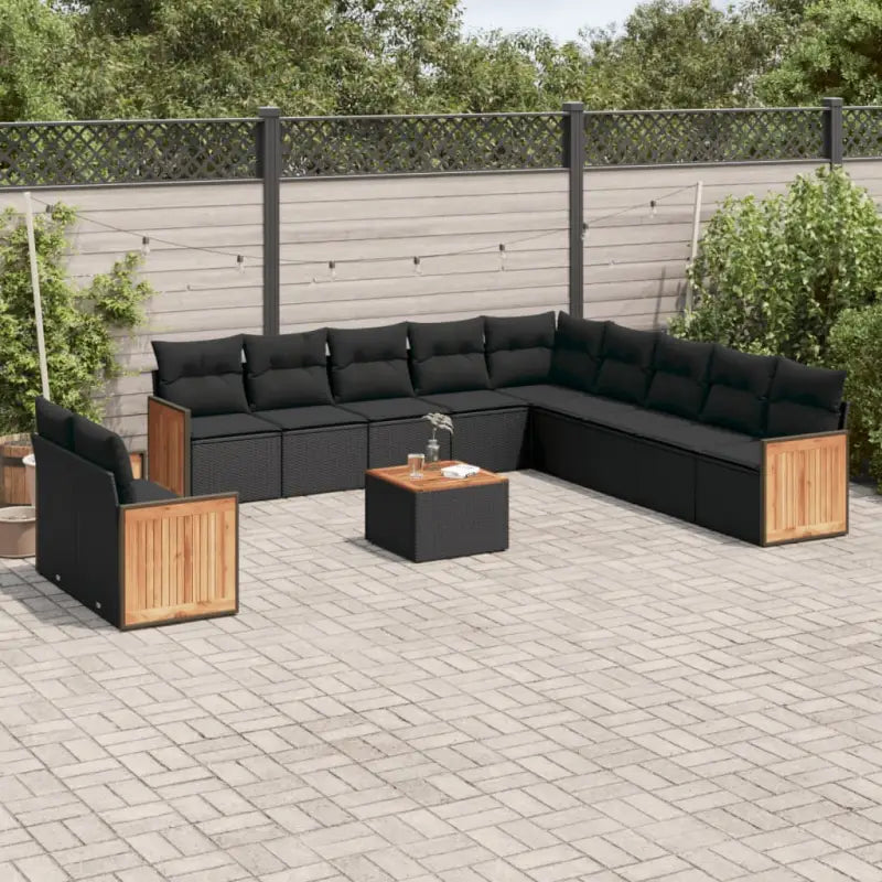Lounge tuinset met grijs materiaal en waterdichte zak van gepoedercoat staal - Zwart / Met tafel - Tuinsets