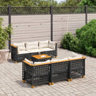 Lounge tuinset met natuurlijke olieafwerking en beige materiaal - Zwart / Lijngeweven - Tuinsets