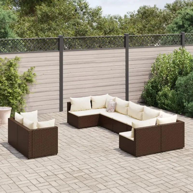 Lounge tuinset met poly rattan en gepoedercoat staal afmetingen - Bruin en crème - Tuinsets