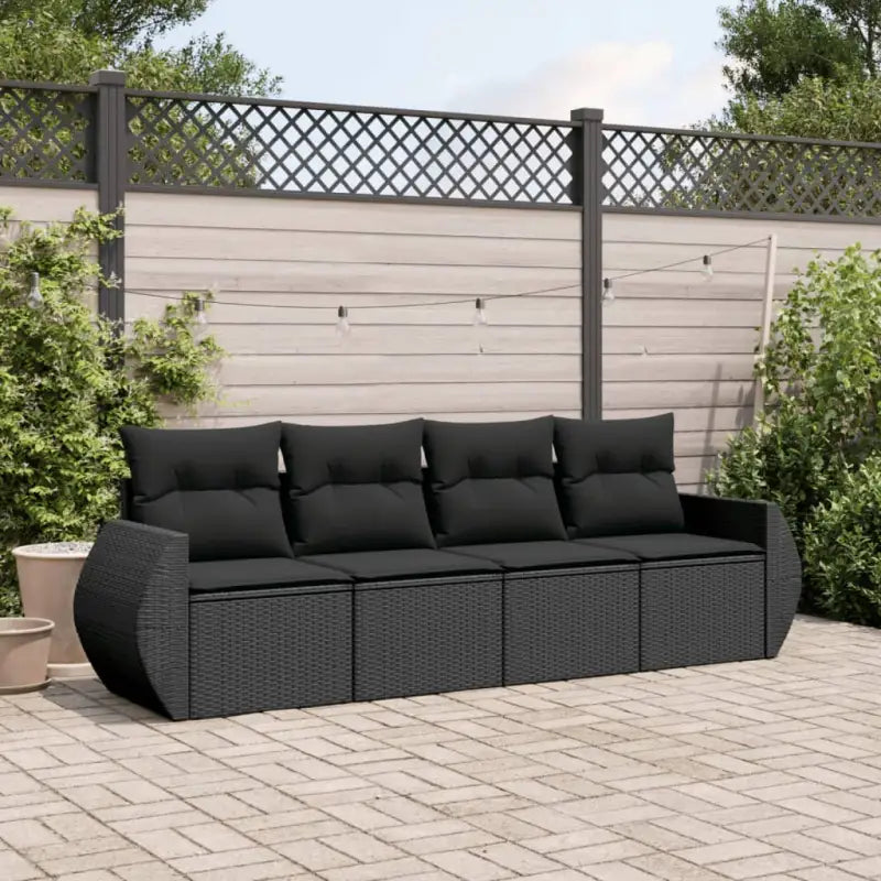 Lounge tuinset met poly rattan en gepoedercoat staal in zwart materiaal - Tuinsets