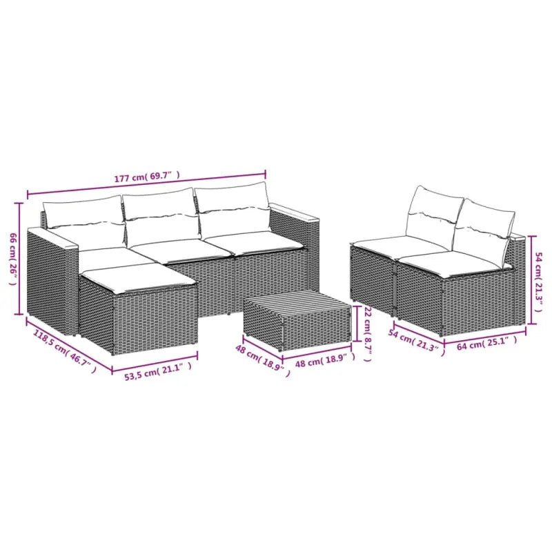 Lounge Tuinset met wasbare hoes en gepoedercoat staal in bruin materiaal - Tuinsets