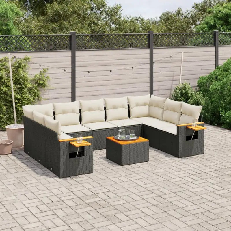 Lounge tuinset met waterdichte tas en beige materiaal van gepoedercoat staal - Zwart en crème / Met tafel - Tuinsets
