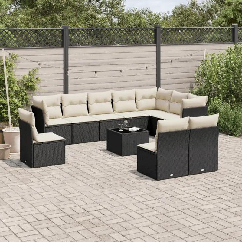Lounge tuinset met waterdichte tas en beige materiaal van gepoedercoat staal - Zwart en crème / Met tafel - Tuinsets