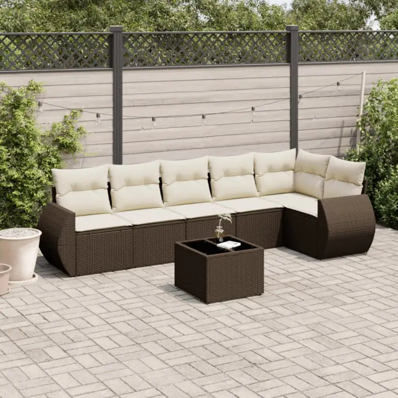 Lounge Tuinset met waterdichte tas en beige materiaal van gepoedercoat staal - Bruin en crème / Met tafel - Tuinsets