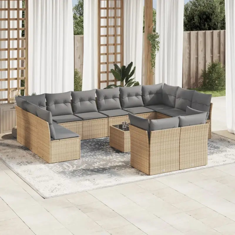 Lounge tuinset met waterdichte tas en beige materiaal van gepoedercoat staal - Beige en grijs / Met tafel - Tuinsets