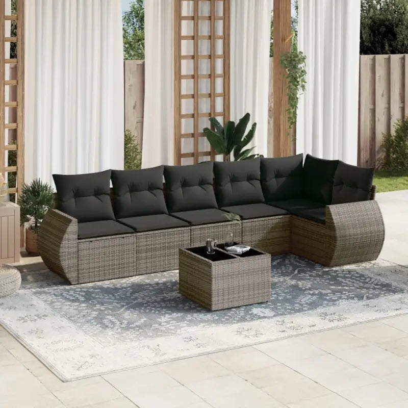Lounge Tuinset met waterdichte tas en beige materiaal van gepoedercoat staal - Grijs / Met tafel - Tuinsets