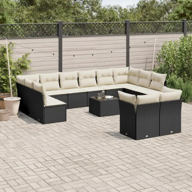 Lounge tuinset met waterdichte tas en beige materiaal van gepoedercoat staal - Zwart en crème / Met tafel - Tuinsets